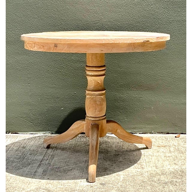 Vintage Turned Wood Pedestal Side Table For Sale - Image 11 of 16