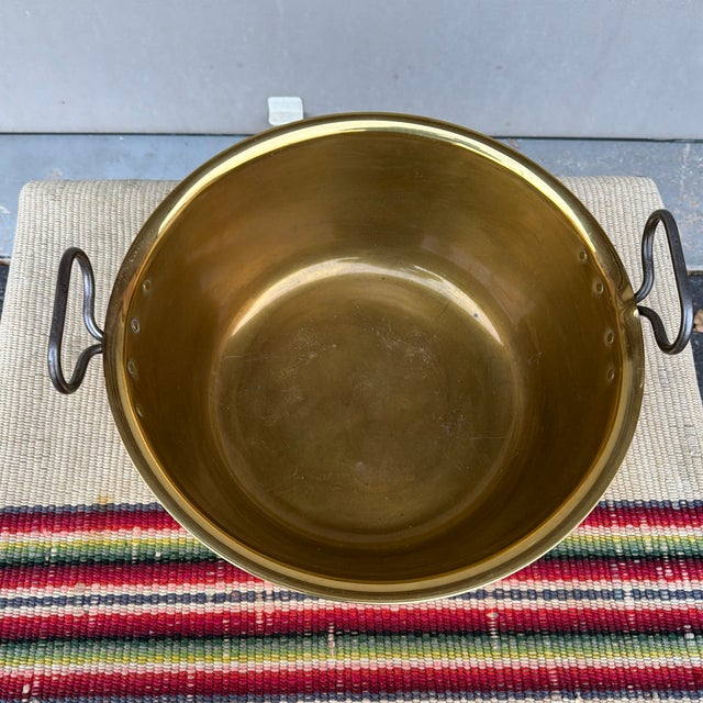 A Antique Brass Pan With Wrought Iron Handles, Circa 1860’s Made in the USA, circa 1850-1880's Unknown maker, not marked....