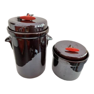 1950s Tackett Rockingham "Cook/Serve" Canisters - Set of 2