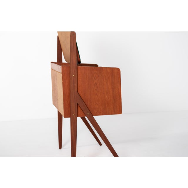 1960s Mid-Century Modern Danish Teak Vanity Table with Black Glass Top, 1960s For Sale - Image 5 of 10