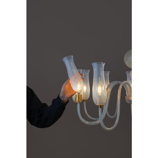 Metal Art Deco Murano Glass Chandelier by Flavio Poli for Seguso Vetri d'Arte, 1950s For Sale - Image 7 of 14