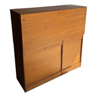 1960s Danish Style Teak Secretary Desk For Sale