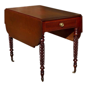 19th Century Antique Federal Cherry Drop Leaf Table Signed Jf Holbrook Springfield Ma