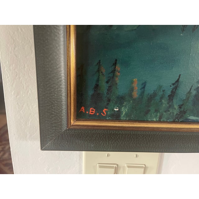 I bought this painting about 25 years back and put a special blue frame that enhanced this wonderful 1930's oil on canvas....