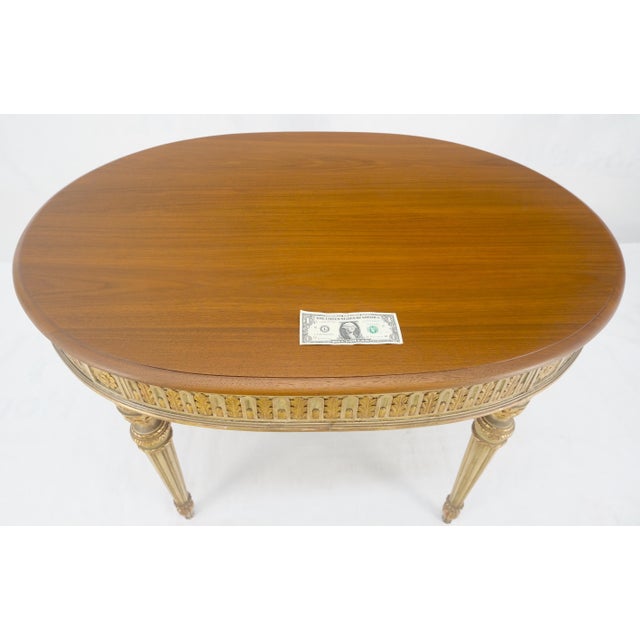 French Gold Gilt Fine Carved 48" Walnut Oval Top Dining Center Table Stunning! For Sale - Image 6 of 14