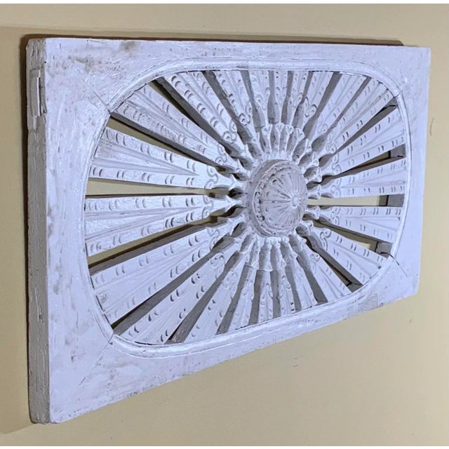 Vintage Hand Carved Sun Burst Architectural Wood Wall Hanging For Sale - Image 11 of 13