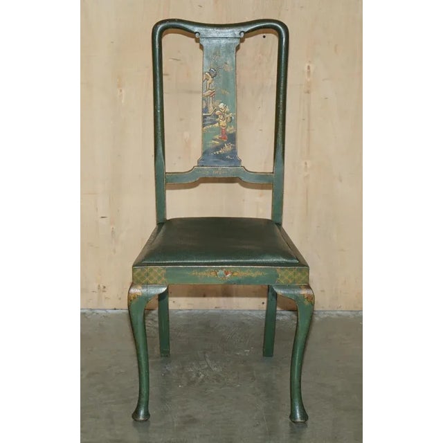Set of Vintage Chinese Green Side Chairs, 1920s For Sale - Image 4 of 18