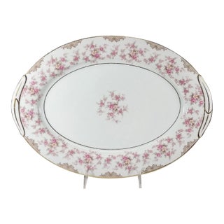 1950s Noritake Dinnerware Charmaine 5506 Pattern Serving Platter 13 7/8" Gold Floral For Sale