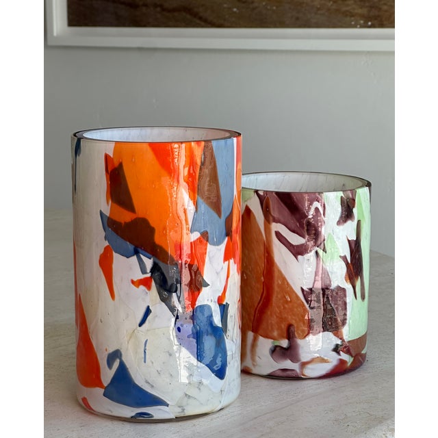 Orange Stories of Italy Murano Nougat Green, Red and Orange Glass Vase For Sale - Image 8 of 8