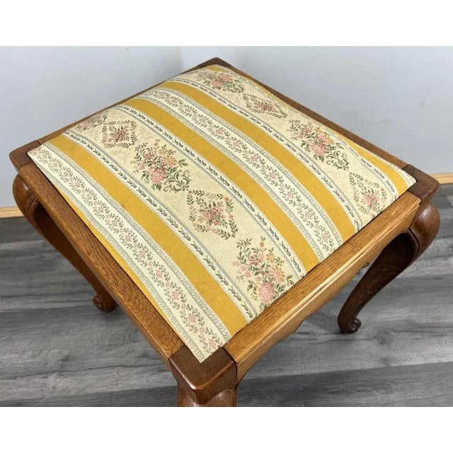 Vintage French Louis Style Oak Ottoman For Sale - Image 5 of 10