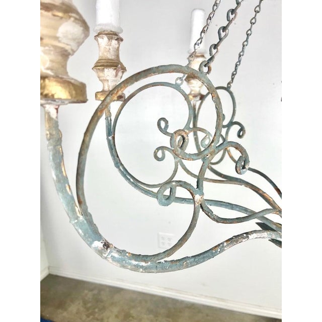 Vincente Eight Light Wood & Iron Painted Chandelier by Miamar Home For Sale - Image 11 of 12