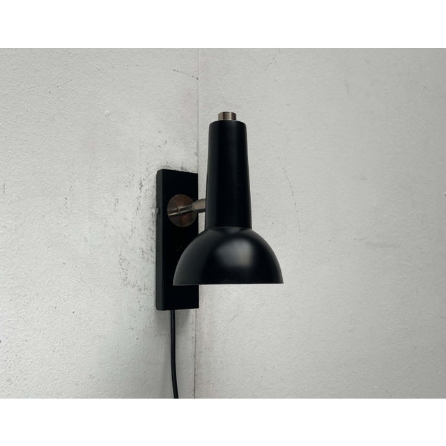 Silver Mid-Century Modern German Black Minimalist Wall Lamp from Hustadt, 1960s For Sale - Image 8 of 18