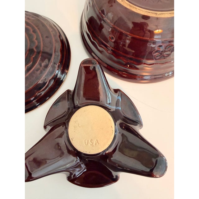 Vintage Mar-Crest Daisy Dot Covered Casserole Pot on Tripod Stand, 3 Pieces For Sale - Image 4 of 7