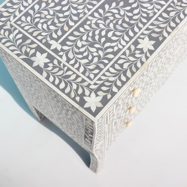 The French Bombay Style Arabesque Bone Inlay Chest brings together the sculptural elegance of French furniture and the...