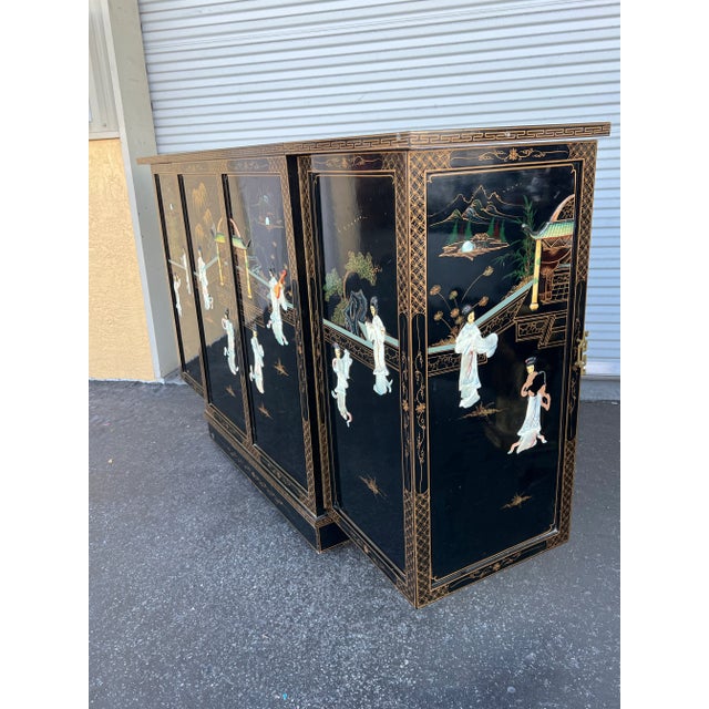 Mid 20th Century Mid Century Asian Folding Bar Cart & Cabinet For Sale - Image 5 of 12