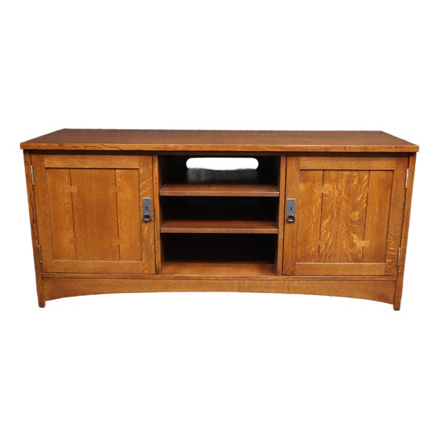 Stickley Mission Oak 62" Tv Media Console Cabinet For Sale