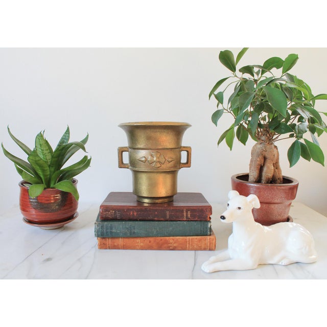 Vintage Swedish solid brass mortar. Weighs, 4lbs 14oz. Signed Göran Johansson Gustafs on bottom. Minor age wear.