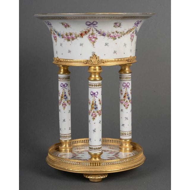Napoleon III Painted Porcelain and Gilt Bronze Column Planter For Sale - Image 4 of 8
