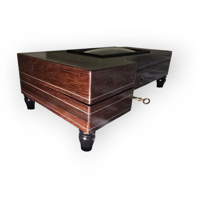 19th-Century Silver and Exotic Wood Inkwell in the shape of Piano, 1880s For Sale - Image 13 of 15