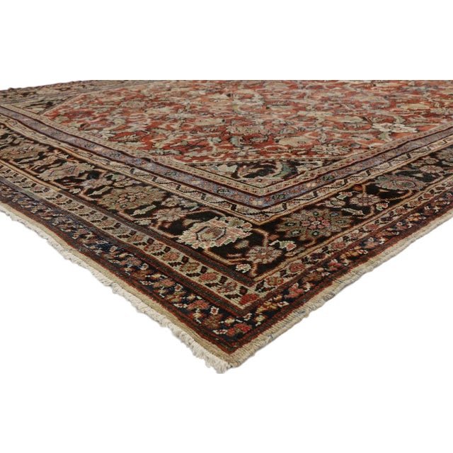 74415 Distressed Vintage Persian Mahal Rug, 10'08 X 14'01. Persian Mahal rugs, originating from the Mahallat region in...