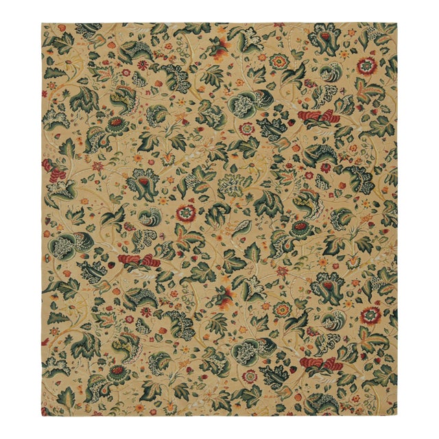 Rug & Kilim’s European Style Flatweave Rug in Cream With Floral Patterns ‘Tudor’ For Sale