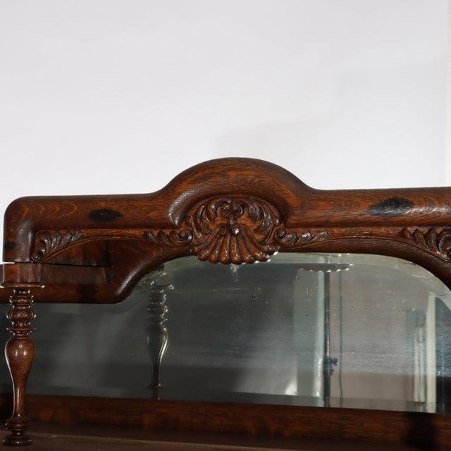 Brown Antique Rj Horner Foliate Carved Oak China Cabinet With Mirror Circa 1900, Attributed For Sale - Image 8 of 17