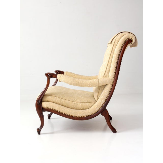 Wood Vintage French Provincial Upholstered Lounge Chair For Sale - Image 7 of 18