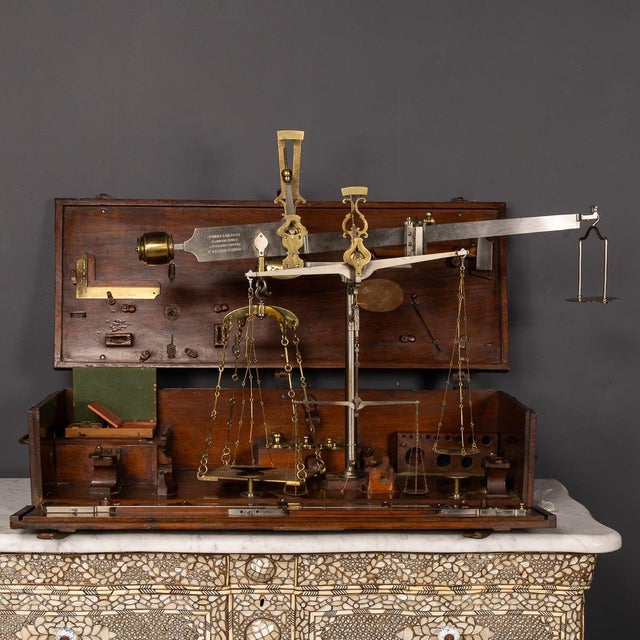 A rare 19th century set of precision balance scales made in turin by decker. Extremely accurate, these weighing scales...