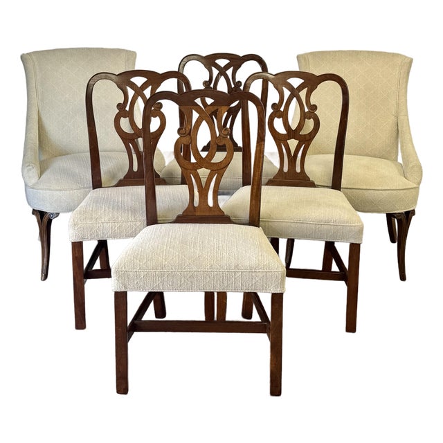 Vintage Set of 6 Chippendale Mahogany Dining Chairs - Attributed to Baker For Sale