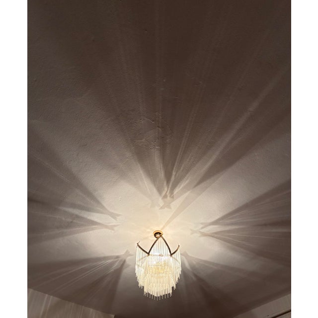 Vintage Tiered Glass Rod Chandelier – Dramatic Shadow Light For Sale - Image 9 of 17