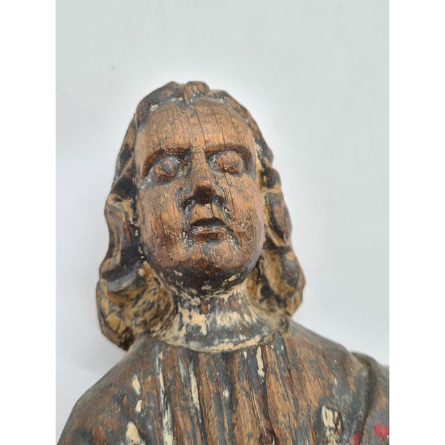 Antique Wooden Statue of Salvator Mundi, 1700s For Sale - Image 12 of 15