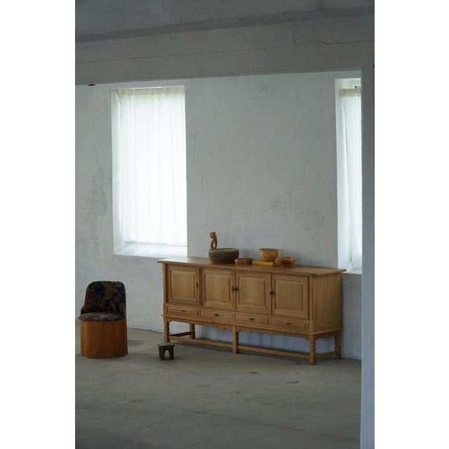 Brown Low Brutalist Sideboard in Oak by Henning Kjærnulf, 1960s For Sale - Image 8 of 18
