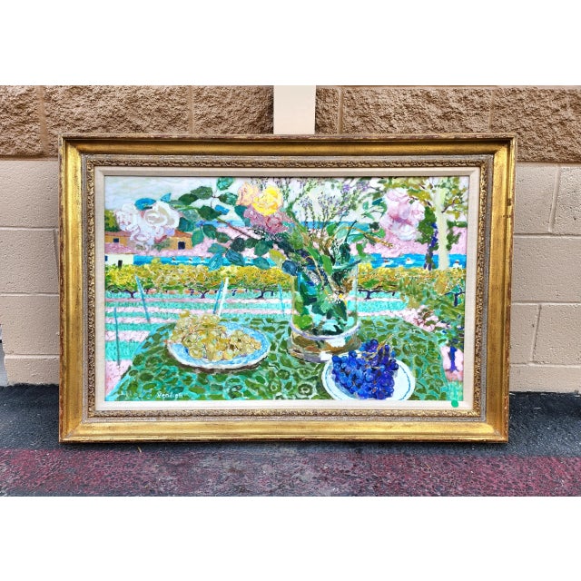 Beautiful "The Roses of the Wine Harvest" French Oil Painting, Framed. For Sale - Image 10 of 10