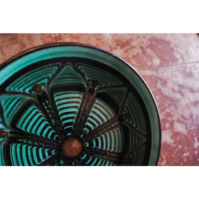 Turquoise Green Small Plate Stoneware Pottery by Herman A. Kähler of Denmark Color is more of a dark green turquoise, it...