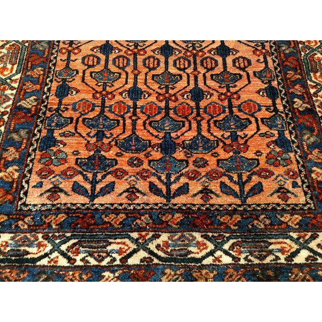 Persian Antique Persian Malayer Area Rug, Hand-Knotted Wool, Geometric Pattern, 4x5, Red & Navy For Sale - Image 3 of 16