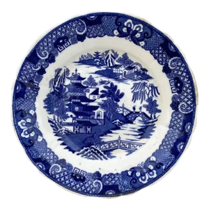Large 19th Century English Chinoiserie Blue & White Plate