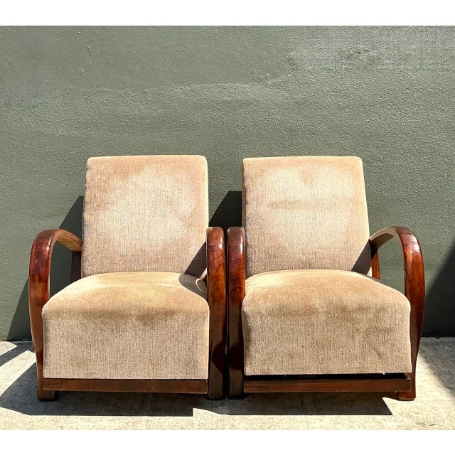 Vintage Art Deco Bentwood Lounge Chairs - Pair For Sale - Image 4 of 12