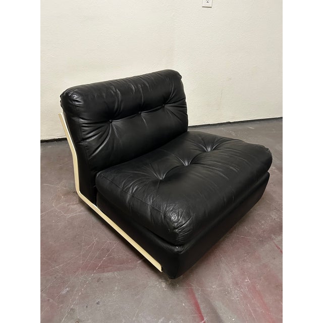 Black Circa 1970 Original Black Leather Amanta Lounge Chairs by Mario Bellini for C&b Italia For Sale - Image 8 of 18