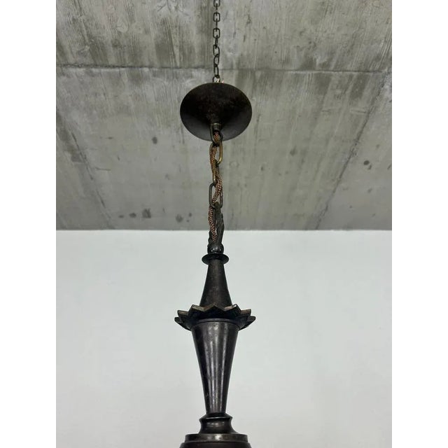 Vintage Cubist Bronze Chandelier, 1930s For Sale - Image 4 of 11