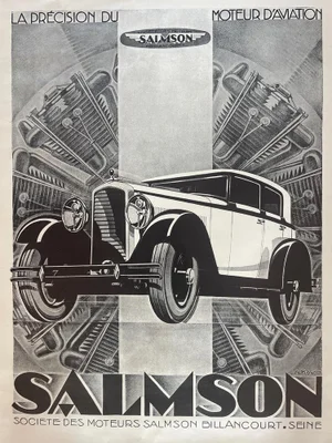 Original Salmson Billancourt Seine Car Poster by Alexis Kow, 1930s