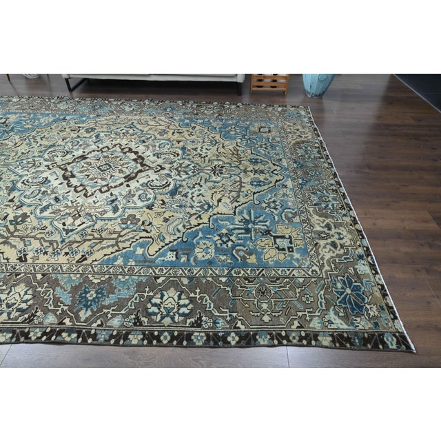 1960s 1960s Vintage Persian Handmade Wool Cotton Brown Area Rug For Sale - Image 5 of 11