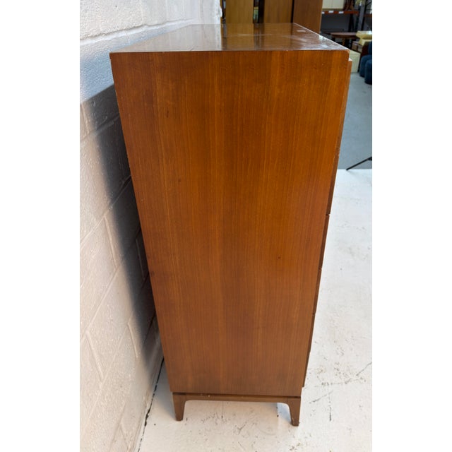 Mid-Century Sculptural Arched Walnut and Burlwood Highboy Dresser by Thomasville For Sale - Image 9 of 17