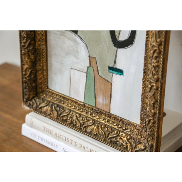 Wood Original Framed Abstract Painting in Antique Gold Frame For Sale - Image 7 of 14