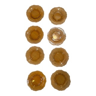 Vintage Amber Cambridge Glass Salad Plate With Scalloped Edges For Sale