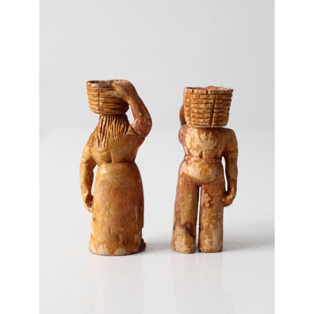Mid-Century Wood Folk Art Basket Carrying Figures For Sale - Image 10 of 10