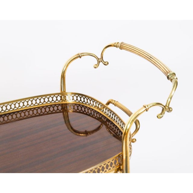 Mid-Century French Walnut and Brass Galleried Drinks Trolley, 1950s For Sale - Image 14 of 18