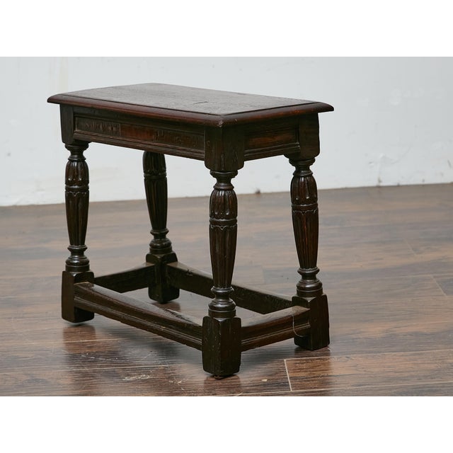 19th Century English Oak Joint Stool with Turned Legs For Sale In Atlanta - Image 6 of 12