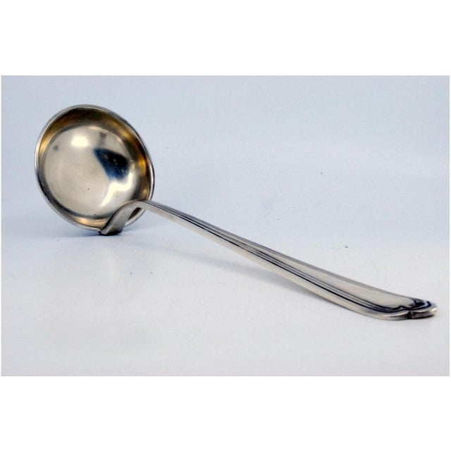 Metal Silver Soup Ladle with Raised Grooves For Sale - Image 7 of 8