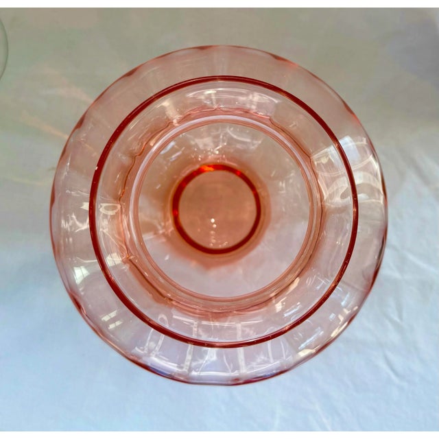 Glass Vintage 1930's Pink Depression Glass Vase For Sale - Image 7 of 8