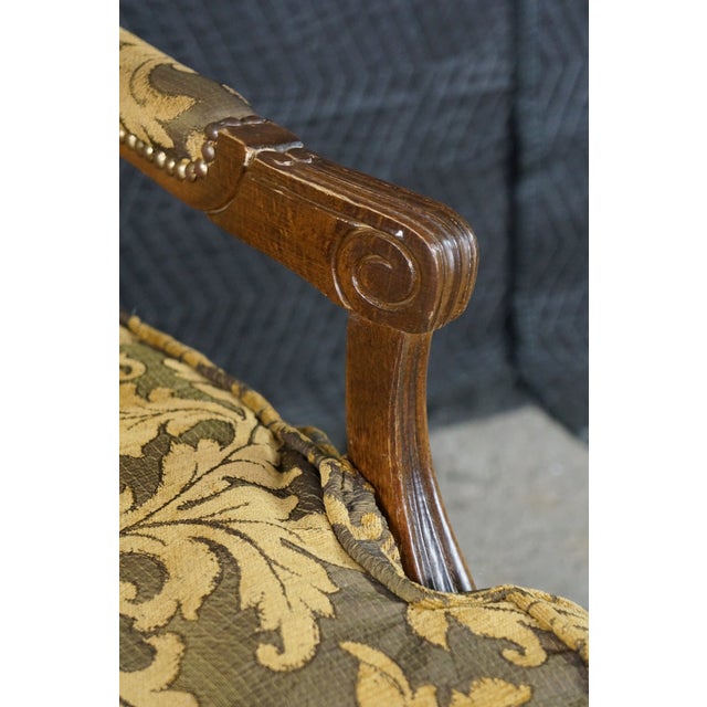 Vintage Italian French Provincial Bergere Armchair Fauteuil Library Lounge Chair For Sale - Image 13 of 18